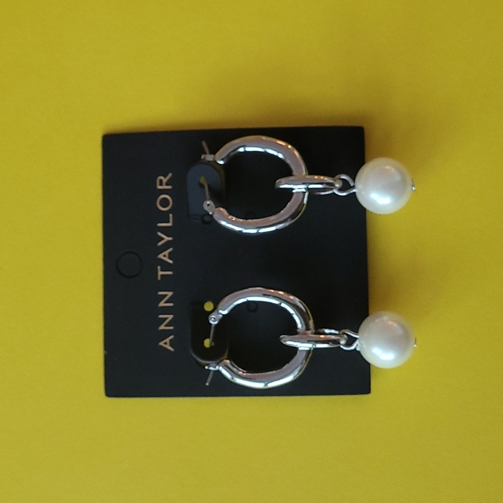 Pearlized Charm Hoop Earrings